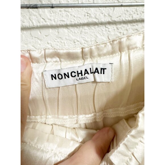 Nonchalant Label Womens Evory Pant Elastic Waist Ruffle Trim Champagne Small - Picture 4 of 6